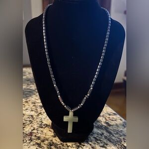 Elegant Black/Silver Cross Necklace